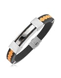 Forzieri Men's Rubber and Sterling Silver Bracelet Orange
