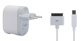 Produkt-Bild: Belkin USB Netzadapter DUO f&uuml;r per USB aufladbare MP3-Ger&auml;te, iPod/iPhone (inkl. Ladekabel und mini USB Kabel)