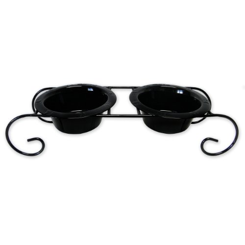 Compare Prices Platinum Pets Double Diner Low Feeder With Scroll