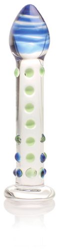 Don Wand Fat Head Glass Pleasure Wand, Nubby, Blue and Green