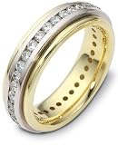 6mm Titanium & 14 Karat Yellow Gold 32 Diamond SPINNING Wedding Band