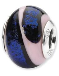 Sterling Silver Blue/Pink Italian Murano Glass Charm