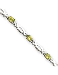 14k Gold White Gold Peridot & Diamond Bracelet