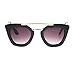 Evebright Womens Squared Double Metal Bridge Thick Plastic Cat Eye Sunglasses Black