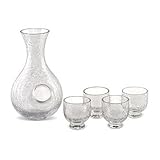 Cold Sake Set Clear Crackled Glass - 5 Piece Set - 75-124