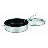 Cuisinart GGT33-30H GreenGourmet Tri-Ply Stainless 5-Quart Saute Pan with Helper Handle and Cover