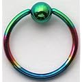 Anneau boule - Anodis�e Couleur Arc en Ciel - Cartilage/Septum/G�nital/Lobe/Sourcil/T�ton/Nez/ Nombril