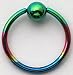 Anneau boule acier - Anodisee Couleur Arc en Ciel - piercing téton - piercing arcade - piercing car