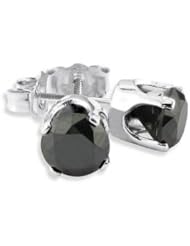 0.50Ct Black Diamond Solitaire Stud Earrings 14K Gold Certified