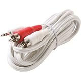 Steren - Audio cable - 26 AWG - RCA (M) - mini-phone 3.5 mm (M) - 12 ft - shielded - white