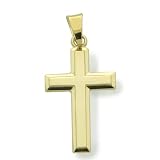 14K Gold Cross Pendant Solid Cross Italian Yellow Gold Charm, 0.5 X 0.9