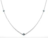 10k White Gold Blue Diamond Station Necklace