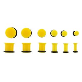 Solid Neon Yellow Single Flare Acrylic Plugs with O ring - 2G - Sold as a Pair