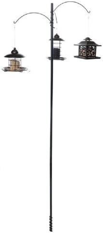 The Acadia Bird Feeder Post w/ 3 Hanging Stations, Great for hanging plants too
