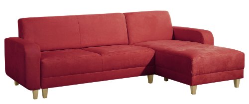 Max Winzer 2760831 Carrie Polsterecke 2.5-Sitzer mit Longchair rechts inklusiv Bettfunktion Mikrovelours, rot