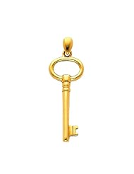 14K Yellow Gold Key to My Heart Charm Pendant