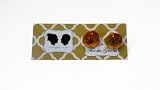 Grooms I DO Cufflinks with Colored Crystal-Antique Gold Charm-Gold Stone