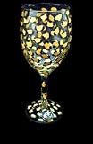 Gold Leopard Design - Hand Painted - Wine Glass - 8 oz..