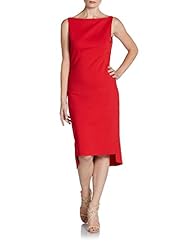 Bateau Neck Sleeveless Elastane/Nylon/Viscose High-Low-Hem Open-Back Draped  Dress
