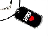 Basenji Love - Black - Military Dog Tag Black Satin Cord Necklace