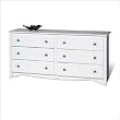 Monterey 6 Drawer Dresser in White Finish By Prepac Furniture