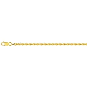 10K Yellow Gold Hollow Diamond Cut Rope Chain Anklet (10 Inches)
