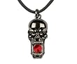Black Skull W/ Ruby Pendant Collectible Medallion Necklace Accessory