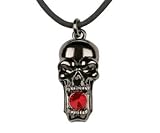 Black Skull W/ Ruby Pendant Collectible Medallion Necklace Accessory