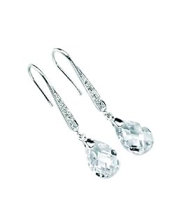 Elements Sterling Silver E3379C Ladies' Teardrop Hook Earrings with Clear CZ's
