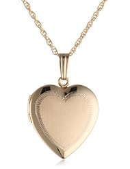 14k Yellow Gold Filled Engraved Heart Locket, 18"