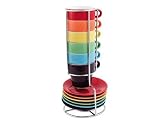 ESPRESSO stacked stacking set COFFEE cups saucer TOWER