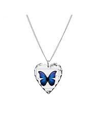 Necklace Heart Charm Blue Butterfly Still Life