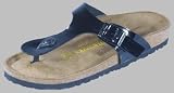 Birkenstock Thong Gizeh Birko-Flor in black patent size 39 EU with a narrow insole