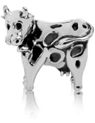 Sterling Silver Holstein Cow Charm, Fits Pandora and All Brands Charm Bracelets and Necklaces.