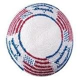 Knitted Kippot kipot kippah kipa kipah yarmulke yarmulka head covering - American & Israeli Flags Knitted Kipah (White Background)