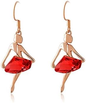 PHAL Rigant Dancing Girl 18K RGP Diamond Earrings (Red)