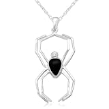 31LkBU5%2BIxL. SL160  10k White Gold Diamond w/ Black Enamel Spider Pendant (1/100 cttw, I J Color, I3 Clarity), 18