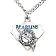 Florida Marlins Chain Necklace & Enameled Pewter Pendant - MLB Baseball Fan Shop Sports Team Merchandise