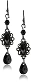 1928 Jewelry Delicate Drop Hematite Tone Onyx-Colored Hues Earrings