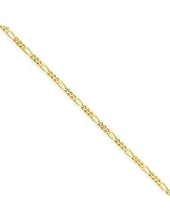 1.20 mm Solid 14K Yellow Gold High Polish Classic 3 + 1 Figaro Link Chain Necklace 16" - 30" Available