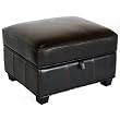 Dark Brown Leather Storage Ottoman By Wholesale Interiors