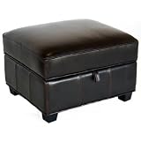 Dark Brown Leather Storage Ottoman By Wholesale Interiors