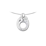 14k White Gold Diamond Mother and Child Pendant (1/10 cttw, H-I Color, SI2-I1 Clarity), 18
