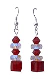 31LkUBvVgLL. SL160  Passionate Red Valentine Earrings Siam Red Swarovski Crystals w/ AB Spacer Sterling Silver 92.5 Chandelier Earrings Genuine Material