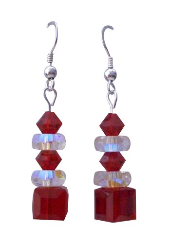 Passionate Red Valentine Earrings Siam Red Swarovski Crystals w/ AB Spacer Sterling Silver 92.5 Chandelier Earrings Genuine Material