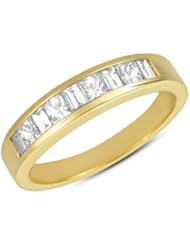 14K Yellow Gold 0.68cttw Invisible Set Single Row Princess Diamond Ring Band