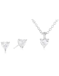 Myia Passiello "Hearts" Swarovski Cubic-Zirconia Heart Stud Earrings and Pendant Necklace Jewelry Set