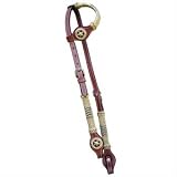 One Ear Headstall With Rawhide Braiding and Star Conchos