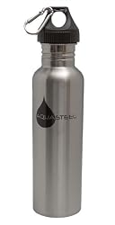 Stainless Steel Sports Water Bottles Wide Mouth by AquaSteel Food Grade 27 oz SILVER - Single