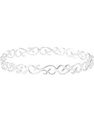 Scroll Design Bangle Bracelet in Sterling Silver
